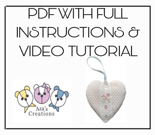 PDF Heart Sewing Pattern. Downloadable File. Full Instructions & Video Tutorial.